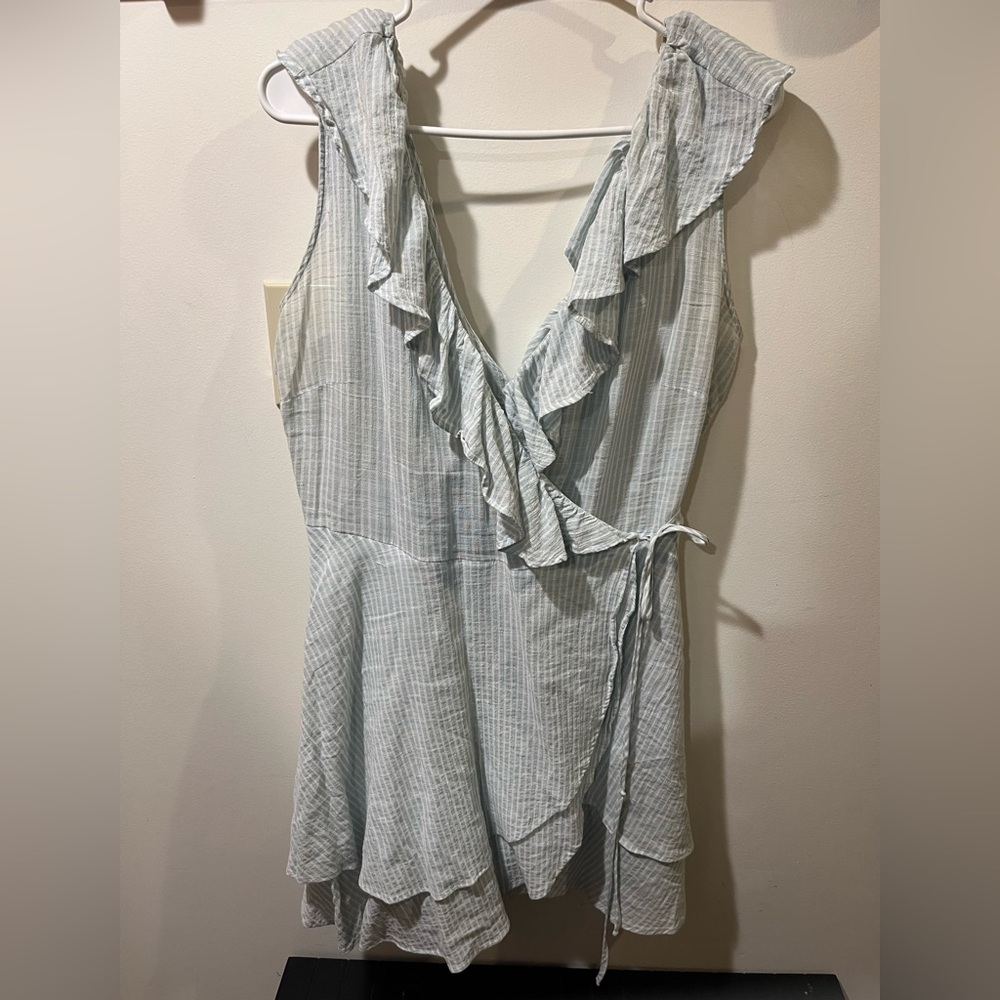 H&M Light Blue Striped Wrap Dress